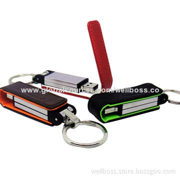Colorful Leather USB Flash Drive with Keychain, 1 to 32GB, Factory Price